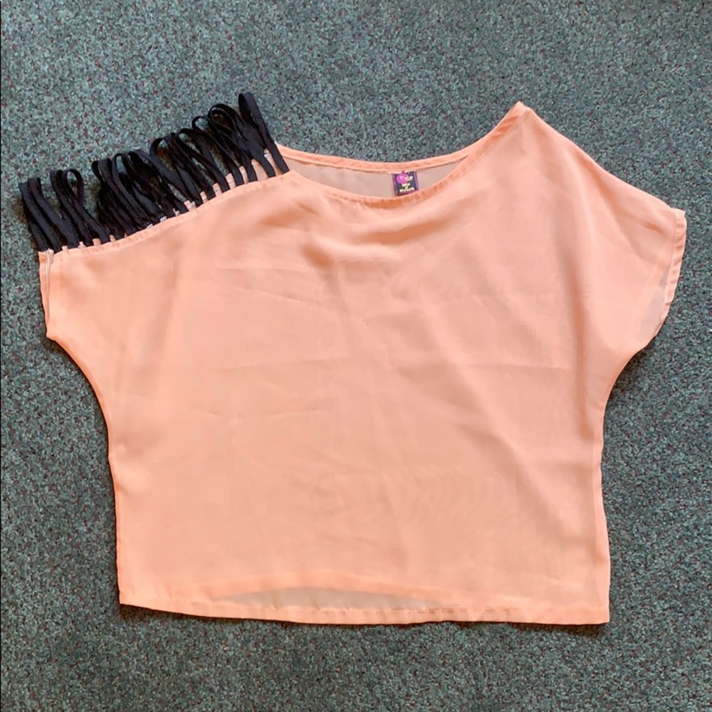 Sheer blouse peep 👀 one shoulder
